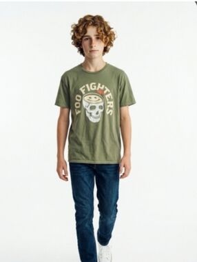 Foo Fighters Olive Green Graphic Tee for Men